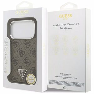 Guess Чехол для iPhone 17 Pro совместимый с MagSafe GUHMP17LP4TSRCMW (PU 4G W/Triangle Logo SL) коричневый