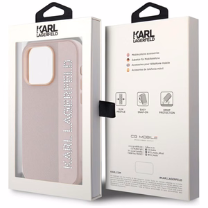 Karl Lagerfeld Saffiano ar rhinestones un šarma viedtālruņa apvalks iPhone 15 Pro Max - rozā