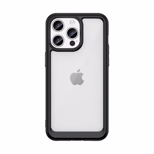 iPhone 15 Pro Outer Space pastiprināts viedtālruņa apvalks ar elastīgu rāmi - melns