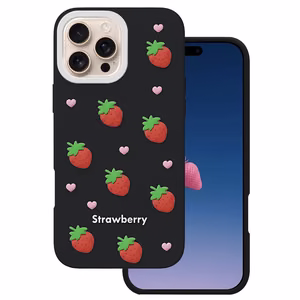Zemeņu maciņš iPhone 16 Pro 6,3" melns