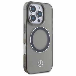 Mercedes sudraba gredzena Magnētiskais viedtālruņa iPhone 16 Pro apvalks - melns