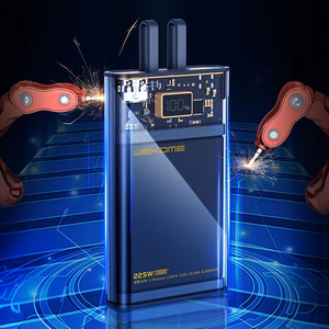 WEKOME WP-323 Vanguard Series ārējais akumulators, 10000 mAh, PD 20 W + QC 22,5 W, ar iebūvētiem USB-C un Lightning kabeļiem, melns un caurspīdīgs