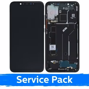 LCD displejs saderīgs ar Xiaomi Mi 8 ar rāmi / melns / (Service Pack)