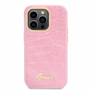 Guess Croco Collection viedtālruņa apvalks iPhone 14 Pro - rozā