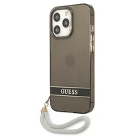 Guess GUHCP13LHTSGSK iPhone 13 Pro / 13 6.1" melns/melns cietais apvalks caurspīdīga siksna