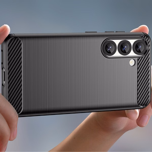 Карбоновый гибкий силиконовый чехол для Xiaomi 14T - чёрный