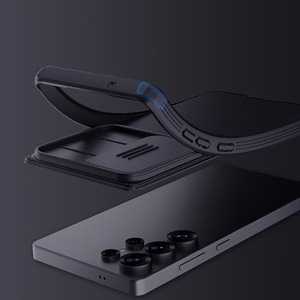 Nillkin CamShield Pro viedtālruņa apvalks Samsung S25 Ultra ar kameras pārsegu - Melns