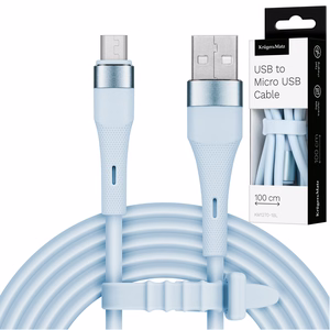 Kruger&Matz Basic USB–microUSB silikona kabelis, 1 m, zils