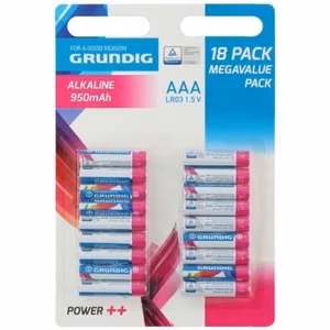 Grundig AAA / R03 1,5 V sārma baterijas, 18 gab.