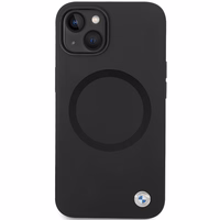 BMW BMHMP14SSILBK2 viedtālruņa apvalks iPhone 14 - melns Signature Liquid Silicone MagSafe