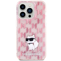 Karl Lagerfeld monogramma Choupette viedtālruņa apvalks iPhone 15 Pro Max - rozā