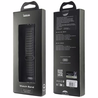 Siksniņa Audi Logo Synthetic Leather Magnetic Ring priekš Apple Watch 40/41/42mm melns