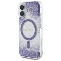 Guess HC Resin Bottom Glitter Magnētiskais viedtālruņa apvalks iPhone 16 - violeta