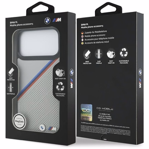 BMW M Tricolor Metal Logo MagSafe Case for iPhone 17 Pro Max - Gray