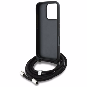 Karl Lagerfeld Crossbody Grained Pattern & Logo Case for iPhone 16 Pro - Gray