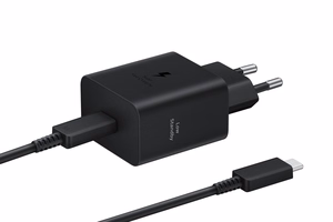 Sienas lādētājs Samsung EP-T4511XBEGEU 45W ar USB-C uz USB-C kabeli 1.8 m, melns