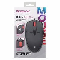 Defender Icon MB-057 optiskā pele 1000 DPI melna klusā klikšķa