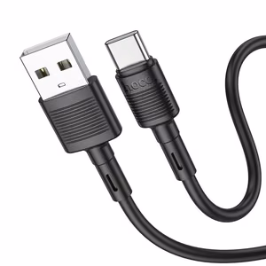 Hoco X83 USB-A – USB-C kabelis Cable USB A to USB C Hoco 3A 1 m X83, melns, 1 m, 3A