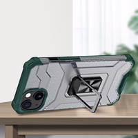 Kristāla gredzena viedtālruņa apvalks ar statīvu izturīgs aizsargvāks iPhone 13 mini zaļš