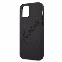Guess Saffiano Vintage Script viedtālruņa apvalks iPhone 12 Pro Max 6.7 melns