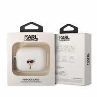 Karl Lagerfeld KLAP2RUNIKH AirPods Pro 2 apvalks balts/balts Silikona Karl Head 3D