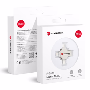 FORCELL F-DATA USB zibatmiņa Metal Quad 32GB USB3.2 Gen 1 (USB A / Type C / Lightning / Micro USB) sudraba