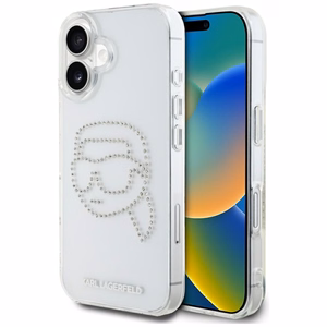Karl Lagerfeld IML Rhinestones Karl Head apvalks viedtālruņa iPhone 16 skaidrs