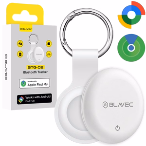 Balts Blavec BTG-02 Bluetooth priekšmetu izsekotājs ar atslēgu gredzenu Apple un Android ierīcēm (BTBTG02-KW)