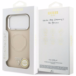 Guess Triangle Logo MagSafe Maciņš for iPhone 17 Pro - bēšs