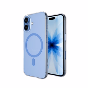 Чехол Puro Lite Mag TPU+PC совместимый с MagSafe для iPhone 17 - прозрачный с синим кольцом