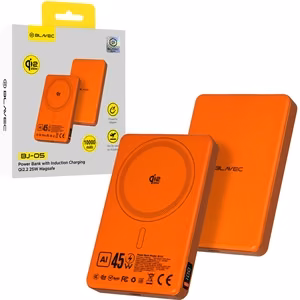 Blavec portatīvais lādētājs 10000mAh BJ-05 Ultra Fast 16mm - Type C - Qi2.2 25W + PD 45W magnētiska indukcija Magsafe 2 in 1 (PBBJ05-QI22MC10O) oranžs alumīnijs