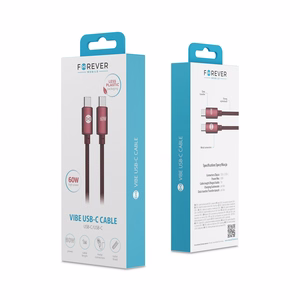 Forever Vibe kabelis USB-C - USB-C 1,0 m 60W bordo