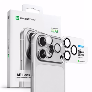AmazingThing сапфировое стекло для камеры iPhone 17 Pro / Pro Max - с чёрной рамкой