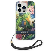 Guess GUOHCP14LHFLSB iPhone 14 Pro 6.1 "zils / zils cietais apvalks Ziedu Siksna