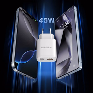 Tālruņa lādētājs VEGER USB A + Type C PD Super Charge PPS 45W + datu kabelis Type C uz C 100W TR101 balts