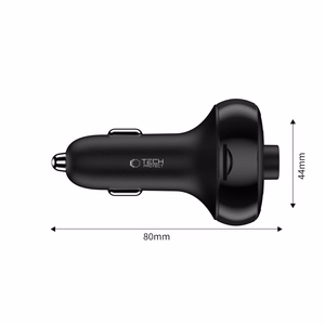 Tech-Protect CC06 3 portu PD72W auto lādētājs ar raidītāju - melns