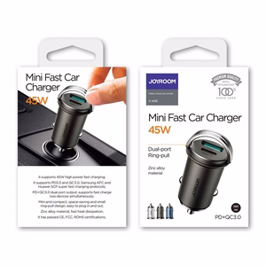 Joyroom ātrais automobiļu lādētājs USB Type-C / USB 45 W 5 A Power Delivery Quick Charge 3.0 AFC SCP pelēks (C-A35)
