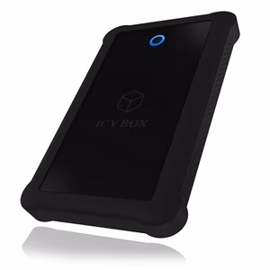 ICY BOX IB-233U3-B – USB 3.0 korpuss 2.5 collu SATA HDD vai SSD ar silikona aizsargapvalku