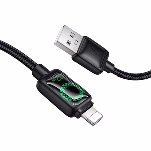 Kabelis ar LCD USB A uz Lightning Hoco 2,4A 1,2 m U146 melns