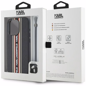 Karl Lagerfeld Saffiano Athleisure Stripes Cord viedtālruņa apvalks iPhone 15 Pro - sarkans