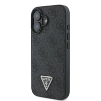 Guess ādas metāla logotipa Strass soma ar siksniņu viedtālruņa apvalks iPhone 16 - melns