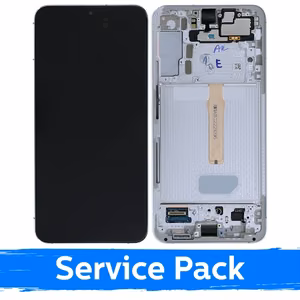 LCD displejs saderīgs ar Samsung S906 S22 Plus ar rāmi / balts (Cream)(Sky Blue) / (Service Pack)
