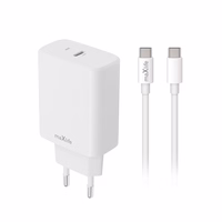 Maxlife MXTC-10-30C PD QC lādētājs 1x USB-C 30W balts + USB-C - USB-C kabelis 60W