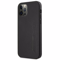 AMG ādas apvalks ar karsto zīmogu iPhone 12 Pro Max - melns