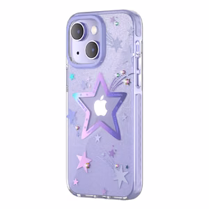 Kingxbar Heart Star Series viedtālruņa apvalks iPhone 14 Plus violeta zvaigznes apvalks