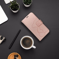 MEZZO Book apvalks viedtālrunim IPHONE 16e (SE 4 2025) - lācis rozā zelta