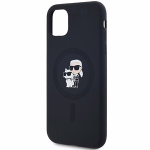 Силиконовый чехол Karl Lagerfeld Karl&Choupette MagSafe для iPhone 11 / Xr - чёрный
