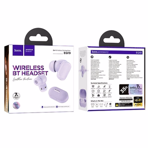Ultra Clear 1 mm maciņš Słuchawki bezprzewodowe douszne Hoco TWS EQ19 fioletowe, caurspīdīgs