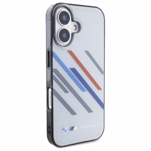 BMW Motosport IML nejaušas svītras iPhone 16 Plus apvalks - pelēks