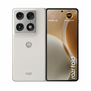 Motorola Razr Fold – viedtālrunis, 20,6 cm / 8,09 collu, Dual SIM, Android 16.0, 5G, USB Type-C, 16 GB/512 GB, 6000 mAh, balts